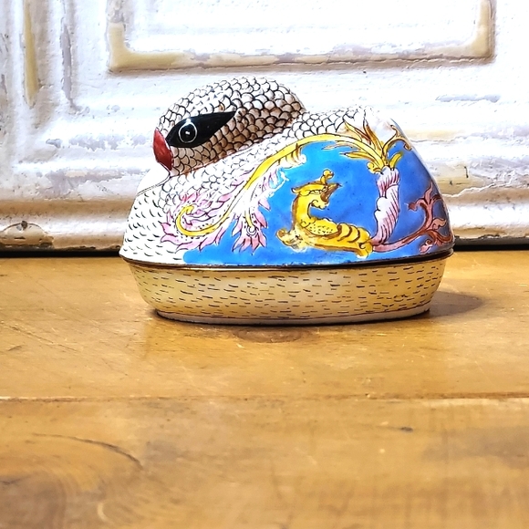 Handpainted Brass & Enamel Duck Trinket Box - Picture 2 of 7